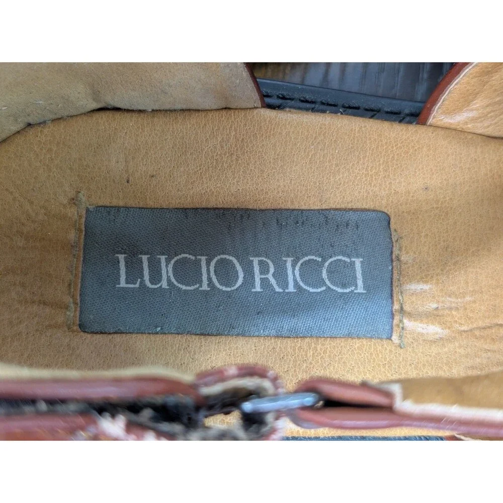 Lucio Ricci Mens Fisherman Dress Sandals Brown Leather Vent Toe Shoes Sz 9